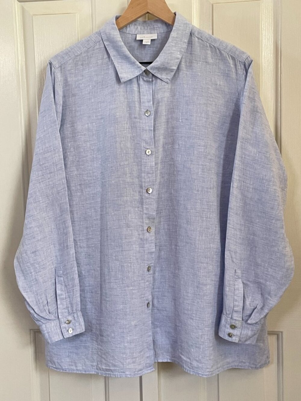 J.Jill Love Linen Everyday Button Front Shirt Blue 100% Linen XL